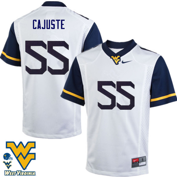 Men #55 Yodny Cajuste West Virginia Mountaineers College Football Jerseys-White - Click Image to Close